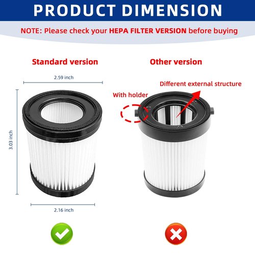 Vacuum Filter Replacement Compatible with Fabuletta FSV001/FSV101,Girnoor G160/G165, Lubluelu 202, Oraimo OSV-102, VacLife VL732 Stick Vacuum Cleaners - 4 Pack