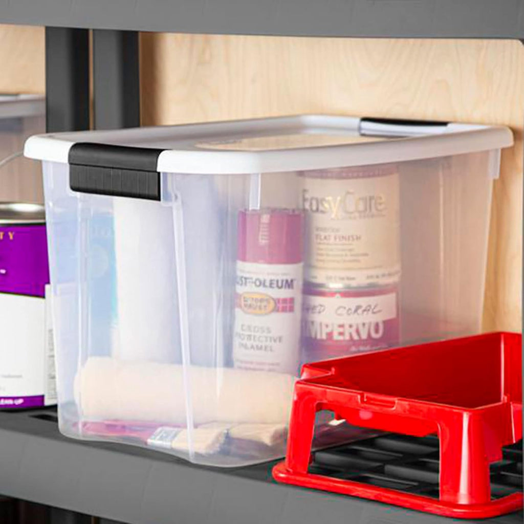 Sterilite 12-Pack Ultra Latching Storage Bins - Clear Plastic 30 Quart Organizing Containers for Home & Office