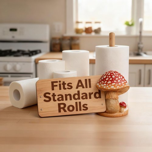 Mushroom Paper Towel Holder, Decorative Paper Towel Holder for Kitchen, Standing Paper Towel Holders Cute, Wood Roll Holder for Kitchen Accessories,Bathroom,Farmhouse,Christmas,Housewarming