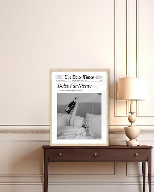 iHery Unframed Canvas Wall Art - Trendy New York Newspaper Print | La Dolce Vita, 12x16in