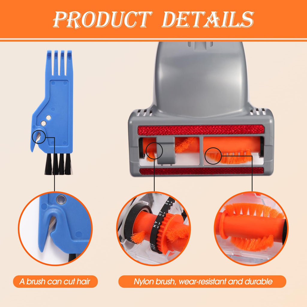 Upgraded Vacuum Pet Hair Power Brush Tool Attachment Compatible With Shark HV301 HV302 HV320 HV322 NV750 NV752 NV650 NV680 NV800 NV150 NV341 ZU560 ZU561 ZU60 ZU503AMZ Vacuum Replacement Parts Orange