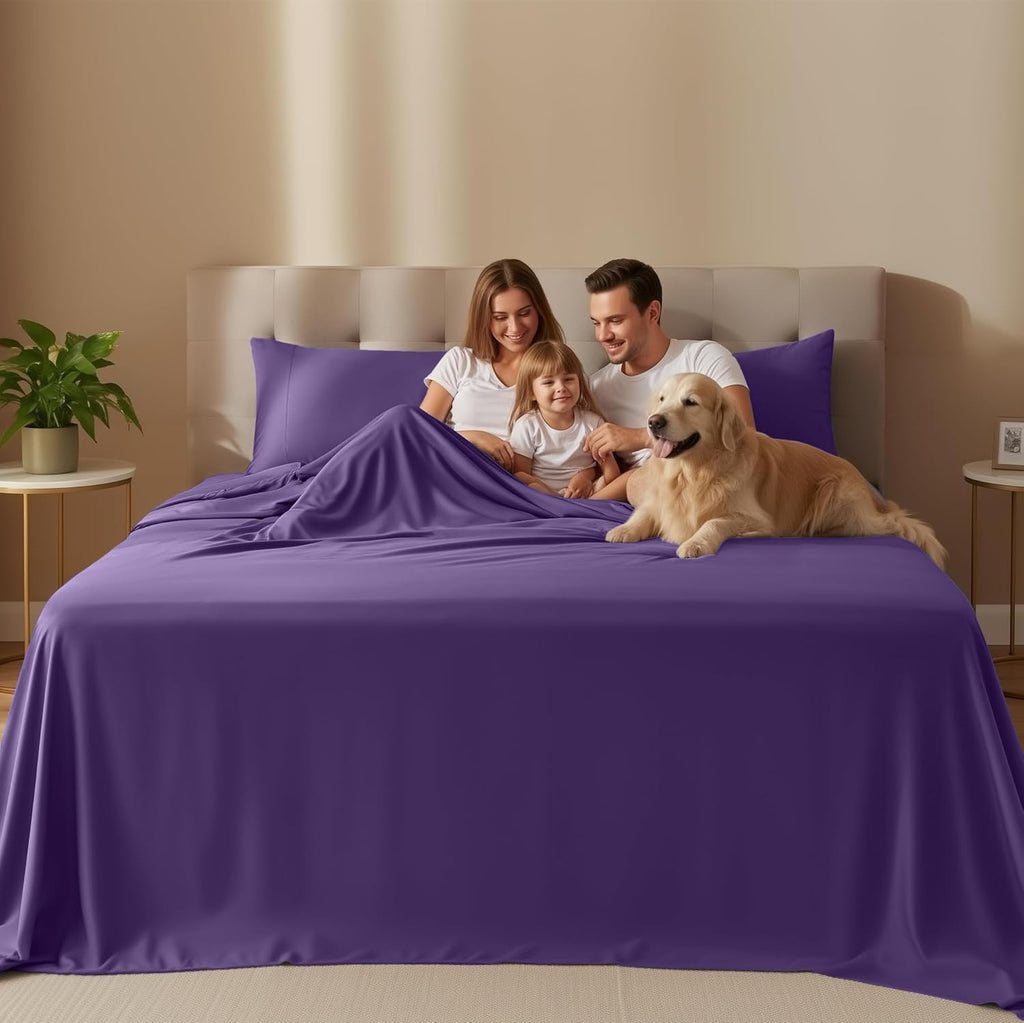 Utopia Bedding King Size Sheet Set - 4 Piece Soft Microfiber Bed Sheets | Oeko Tex Certified (Eggplant)