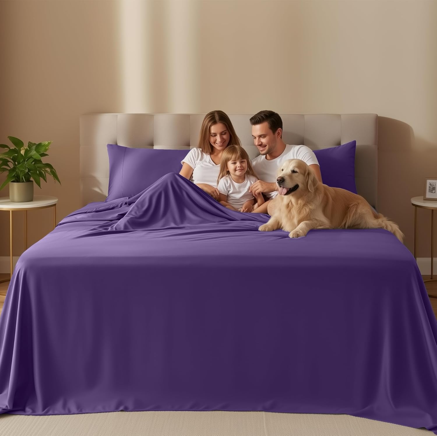 Utopia Bedding King Size Sheet Set - 4 Piece Soft Microfiber Bed Sheets | Oeko Tex Certified (Eggplant)