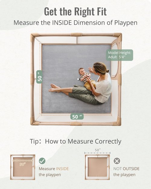 Blissful Diary Thick Baby Play Mat - 50x50 Removable & Washable Ultra Soft Crawling Rug | Light Grey