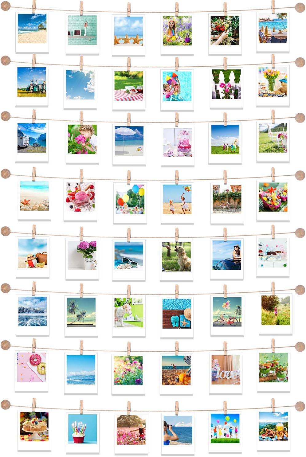 Mudder Photo Display String - 50 Clip Boho Wooden Wall Decor for Dorm Room & Teen Bedroom
