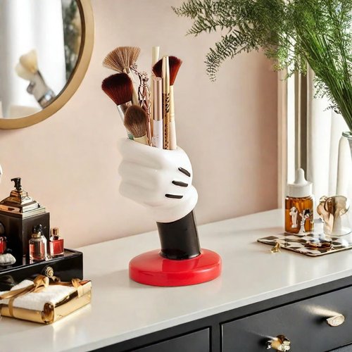 Cute Cartoon Mouse Hand Resin Vase for Home Decor, Unique Small Decorative Vase, for Desk and Office Decorations
