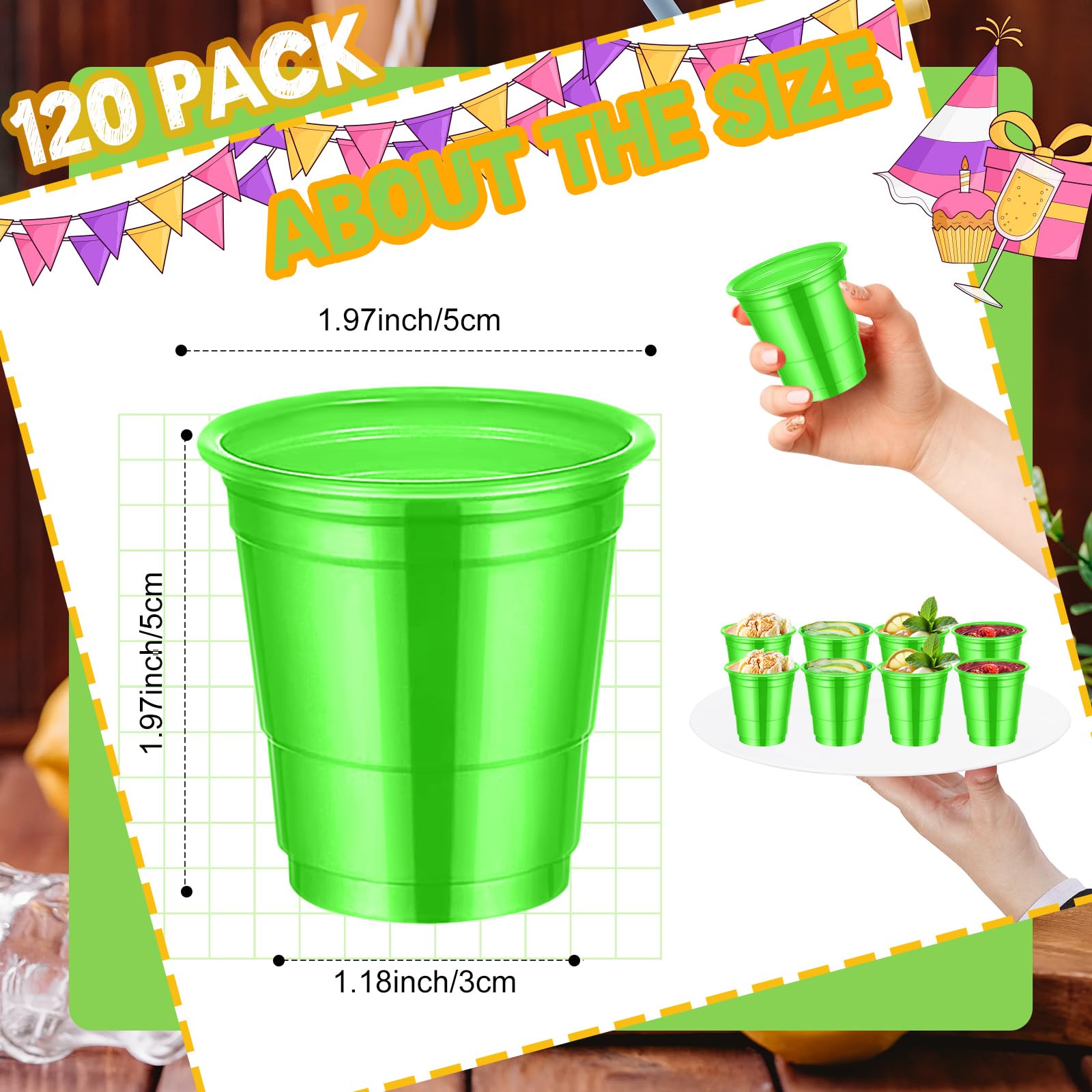 cssopenss 120 Pcs 2 oz Green Shot Cups Green Plastic Shot Glasses st. patrick's day Shot Glasses Disposable for Drinking Tastings Served Snacks Jello Tastings and Samples