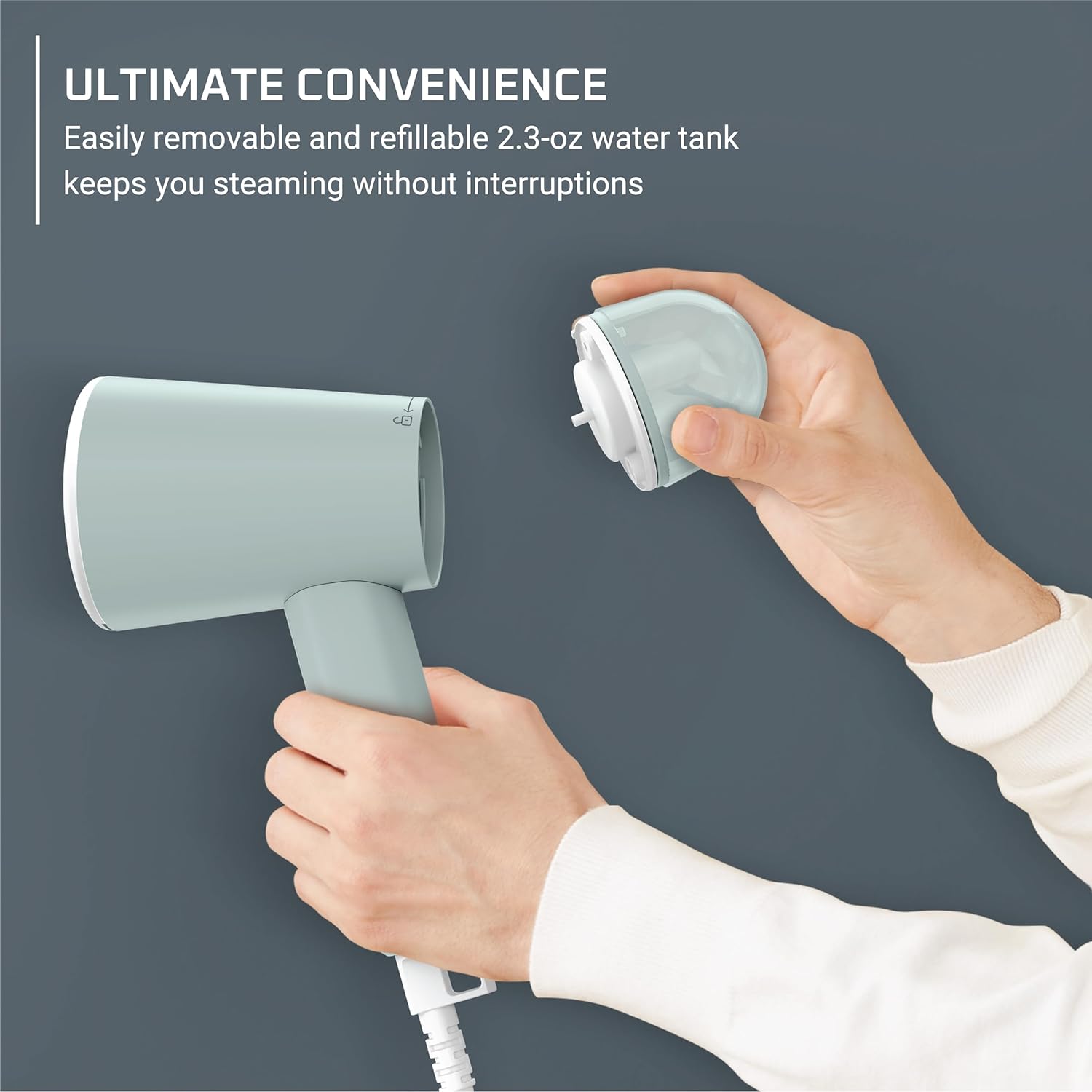 Rowenta Mini Travel Steamer - Portable Handheld Clothes Steamer with 2.3 Oz Tank, 1100 Watts, Green