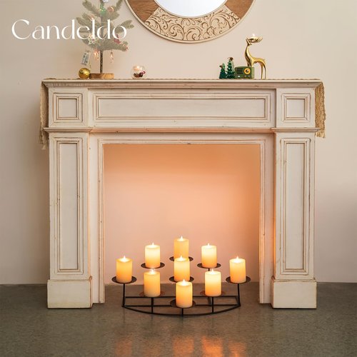 Candeldo Candelabra Fireplace Candle Holder: Black Metal Pillar Candle Holders for Inside Fireplace Mantle Decor Floor Candelabras Table Centerpiece Large