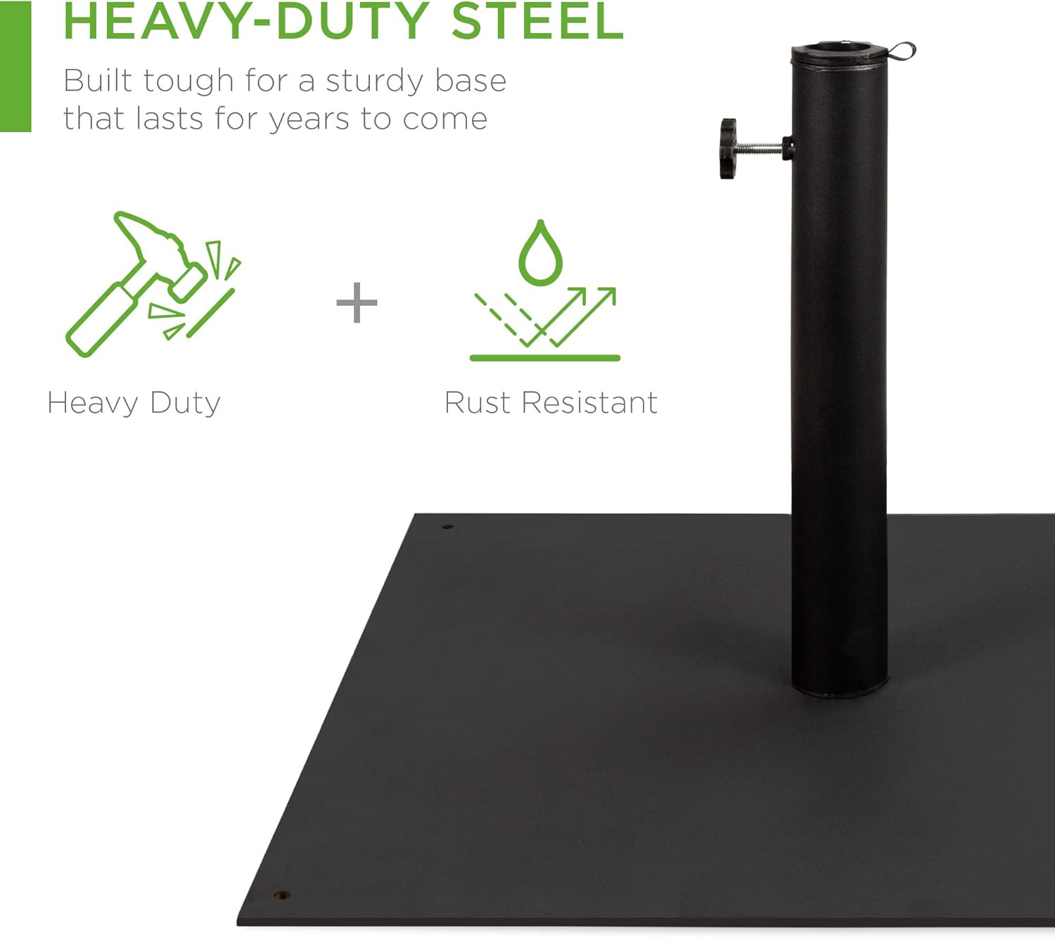 Best Choice Products 38.5lb Steel Umbrella Base - Square Weighted Patio Stand for Market Umbrellas | Black