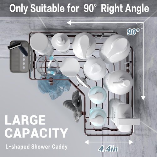 AKTECKE Shower Caddy - 2-Pack Corner Organizer with Adhesive Shelves & Hooks | No-Drill Stainless Steel Bathroom Storage