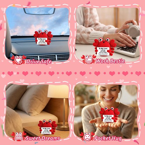 GiftMark Anniversary Mothers Day Birthday Gifts for Women Men, to My Love Gifts for Boyfriend Girlfriend Wife Husband, Emotional Positive Crochet Crab Anniversary Birthday Gift for Him Her Couple
