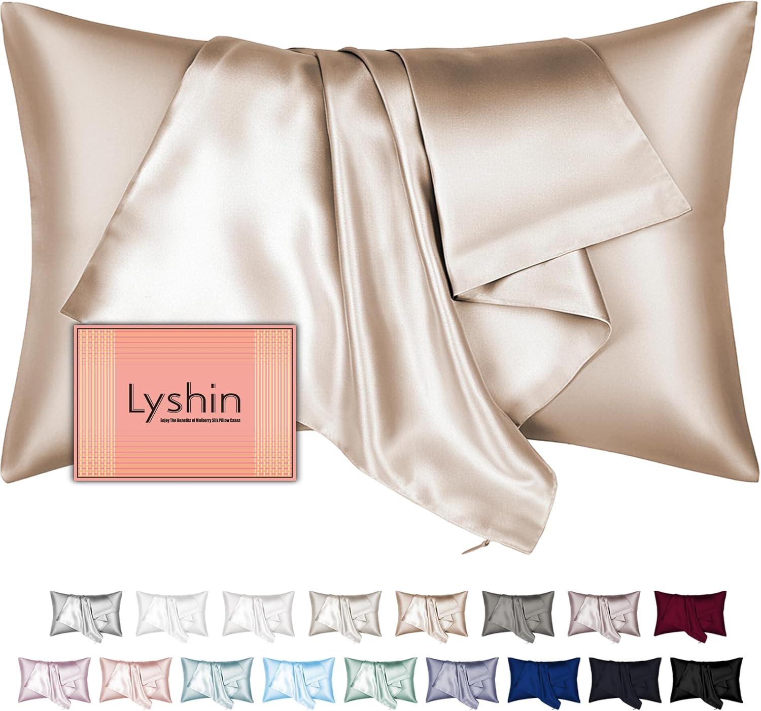 Skiennix Mulberry Silk Pillowcase - King Size, Hidden Zipper, Smooth & Breathable for Hair & Skin | Champagne