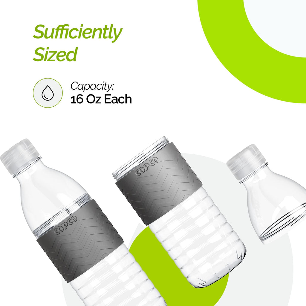 Copco Hydra 16.9 oz Water Bottle, Set of 2 – Leak Proof, BPA Free Tritan, Dishwasher Safe, Twist-Open Body for Ice & Easy Cleaning, Non-Slip Silicone Grip, Ideal for Gym & Office (Gray)