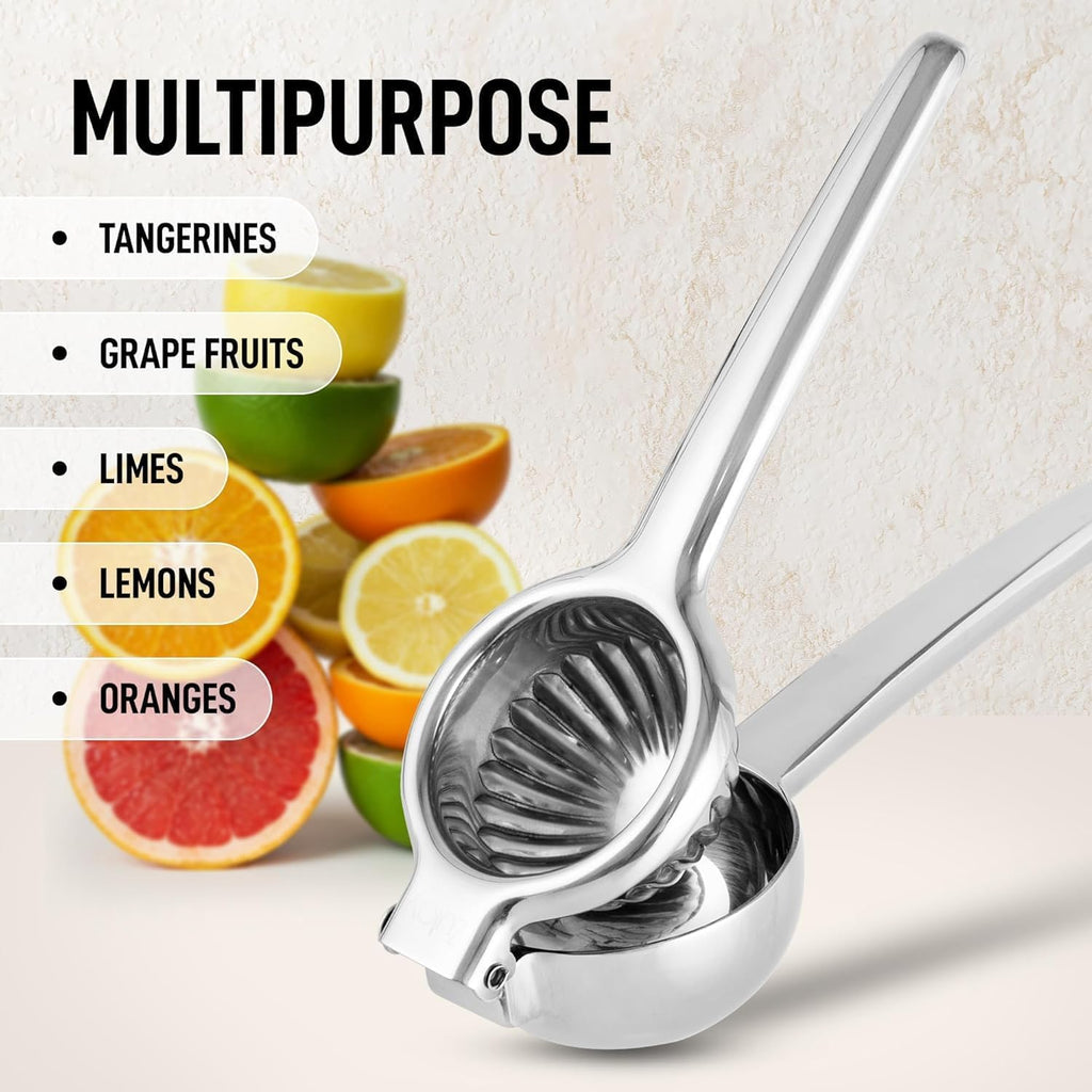Zulay Kitchen Stainless Steel Lemon Squeezer - Heavy Duty Manual Citrus Press Juicer | Large Size