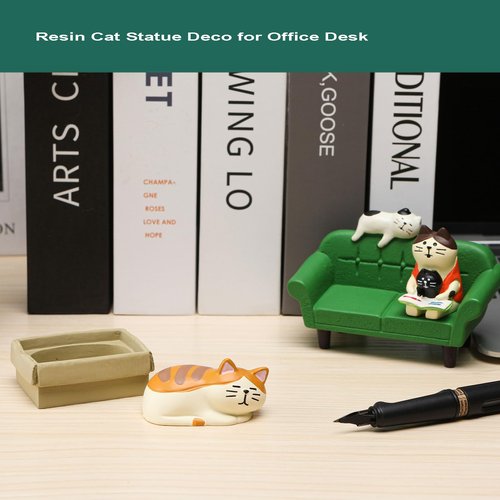 Hora de Lima Miniature Cat Figurine kit Mini Resin Statue for Office Desk Figurine Organizer for Nightstand Garden Fairy Accessories Deco Car Dashboard Gift for Cat Lovers