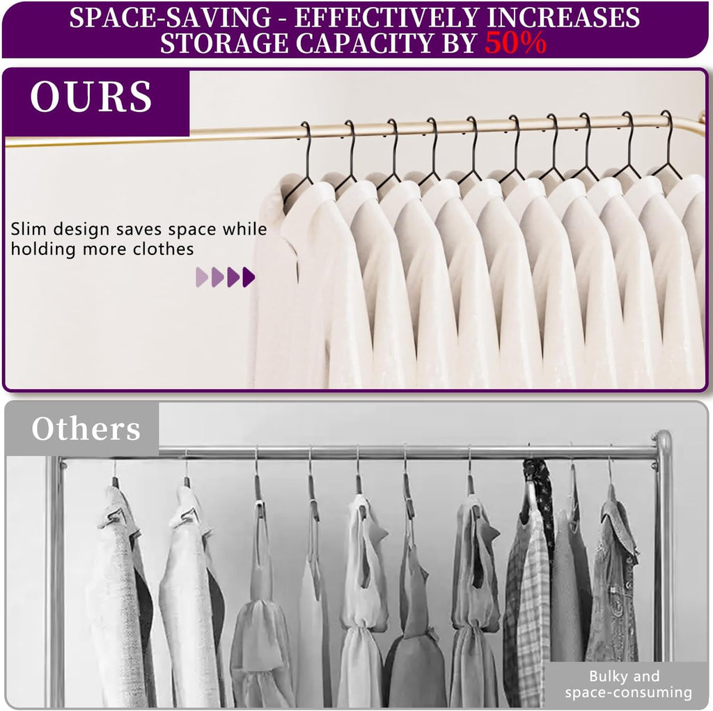 Skiennix Metal Wire Hangers - 60 Pack Ultra Thin Space-Saving Clothes Hangers | 16.5" for Shirts, Suits & More