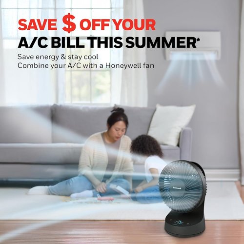 Honeywell QuietSet Oscillating Table Fan - Quiet Operation with 5 Power Levels | Black, Ideal for Small Rooms