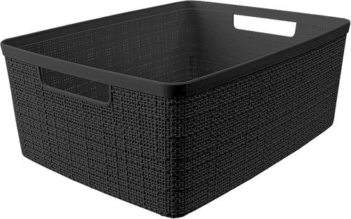 Curver Decorative Storage Baskets Set of 6 | Medium 12L Jute Bins for Home, Office & Kitchen - Black