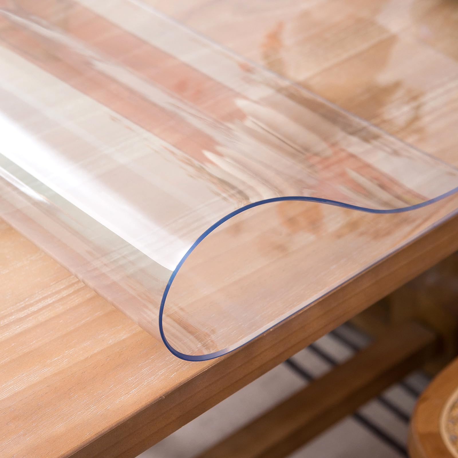 Whirltique Clear Table Cover Protector, 60 x 108 Inch Table Protector for Dining Room Table, 1.5mm Thick Clear Plastic Table Cover, Pad Mat for Kitchen, Writing Desk Pad for Desktop