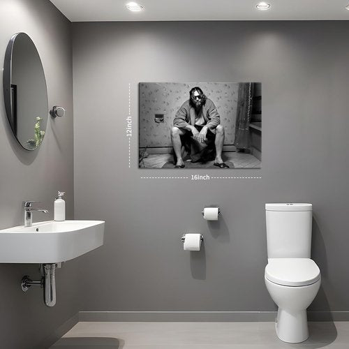 Funny Bathroom Wall Decor | 90s Movie Posters - Black and White Art for Amusing Room Aesthetics, 12x16 in