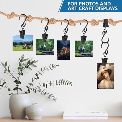 Heavy Duty S Hooks by 100-Pack | 2.36 Inch Metal Clips for Outdoor Lighting & Decor - Rust-Proof Black