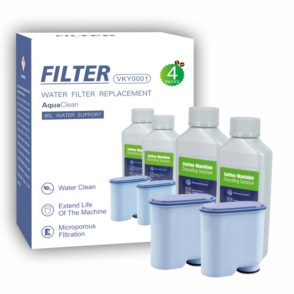 AquaClean Compatible Water Filters (2-Pack) & Descaling Liquid (250ml x 2) - Replacement for Philips Coffee Machines (4)