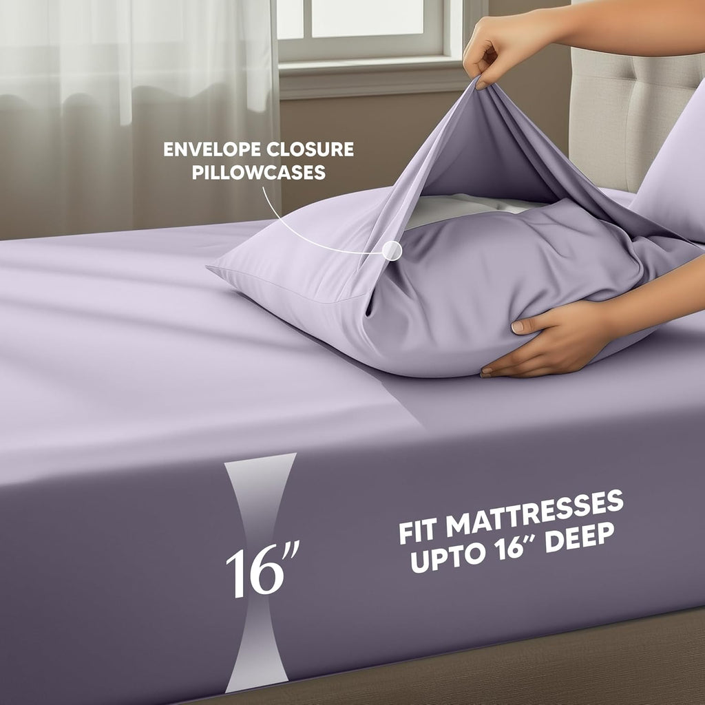 Utopia Bedding Full Size Sheet Set - Soft, Breathable Microfiber, 4-Piece in Lavender | Oeko-Tex Certified