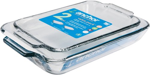 Anchor Hocking Glass Baking Dishes - 2 Piece Set with 2 Qt & 3 Qt Casserole Dishes for Oven Use
