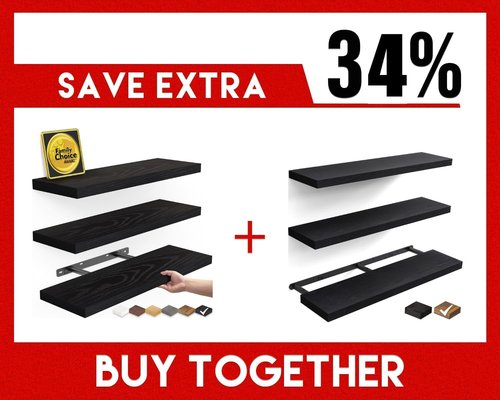 BAYKA Floating Wall Shelves - Set of 3 | Stylish Black Design - 15.7 Inches Each