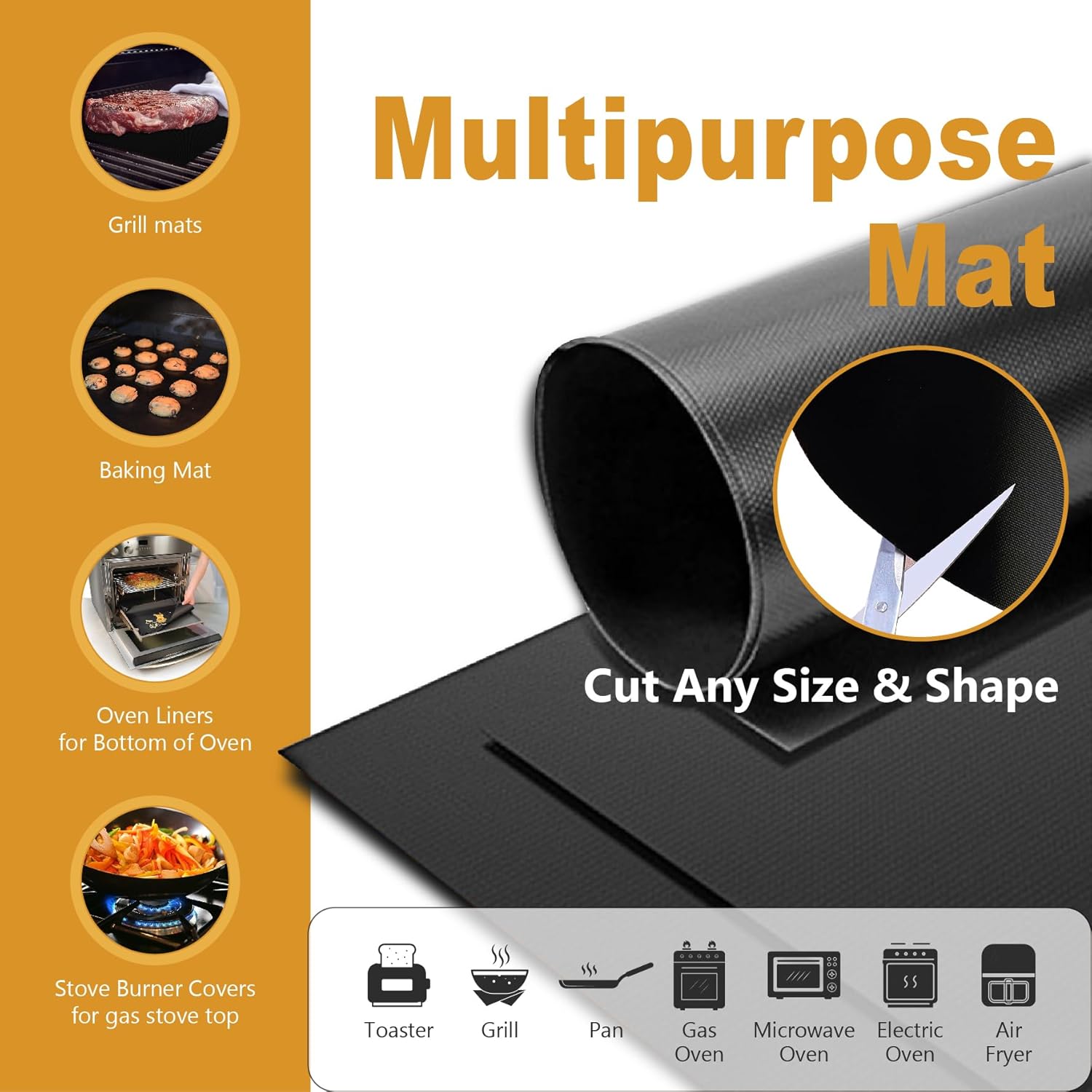Skiennix Non-Stick Oven Liners - Heavy Duty Reusable Teflon Baking Mat for Electric & Gas Ovens | Large Size