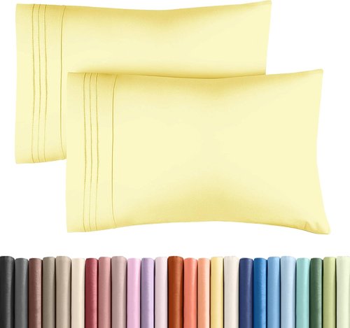 King Pillow Cases by [Brand Name] - Ultra Soft Hotel Quality Covers | Cozy, Wrinkle-Free & Fade Resistant - Yellow, 2-Piece Set