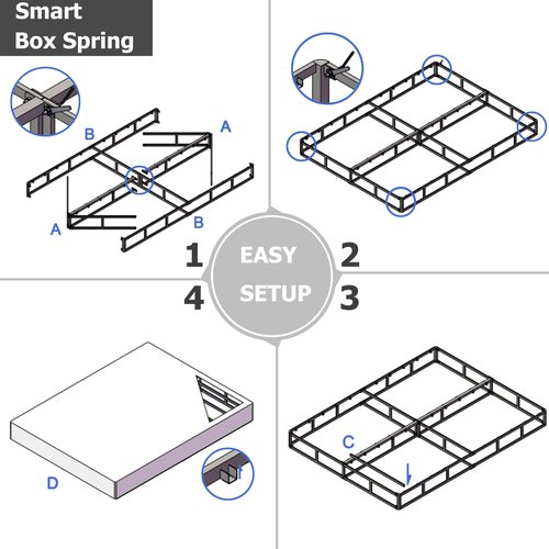 Aardhen 9 Inch High Profile Queen Box Spring Strong Metal Frame Mattress Foundation, Quiet Noise-Free,Easy Assembly, 3000lbs Max Weight Capacity