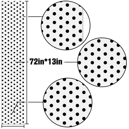 Buxiuer Black and White Polka Dot Table Runner Wedding Birthday Party Decoration Baby Shower Dining Room Home Kitchen Table Decor (White, 13" x 72")