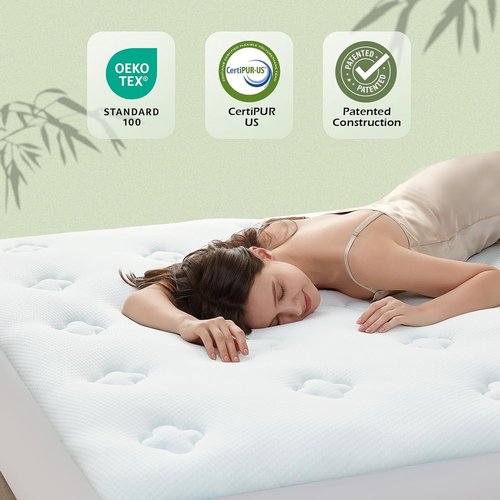 Hansleep Twin Mattress Pad - Memory Foam Topper for Back Pain Relief | Viscose from Bamboo, 39" x 75", White
