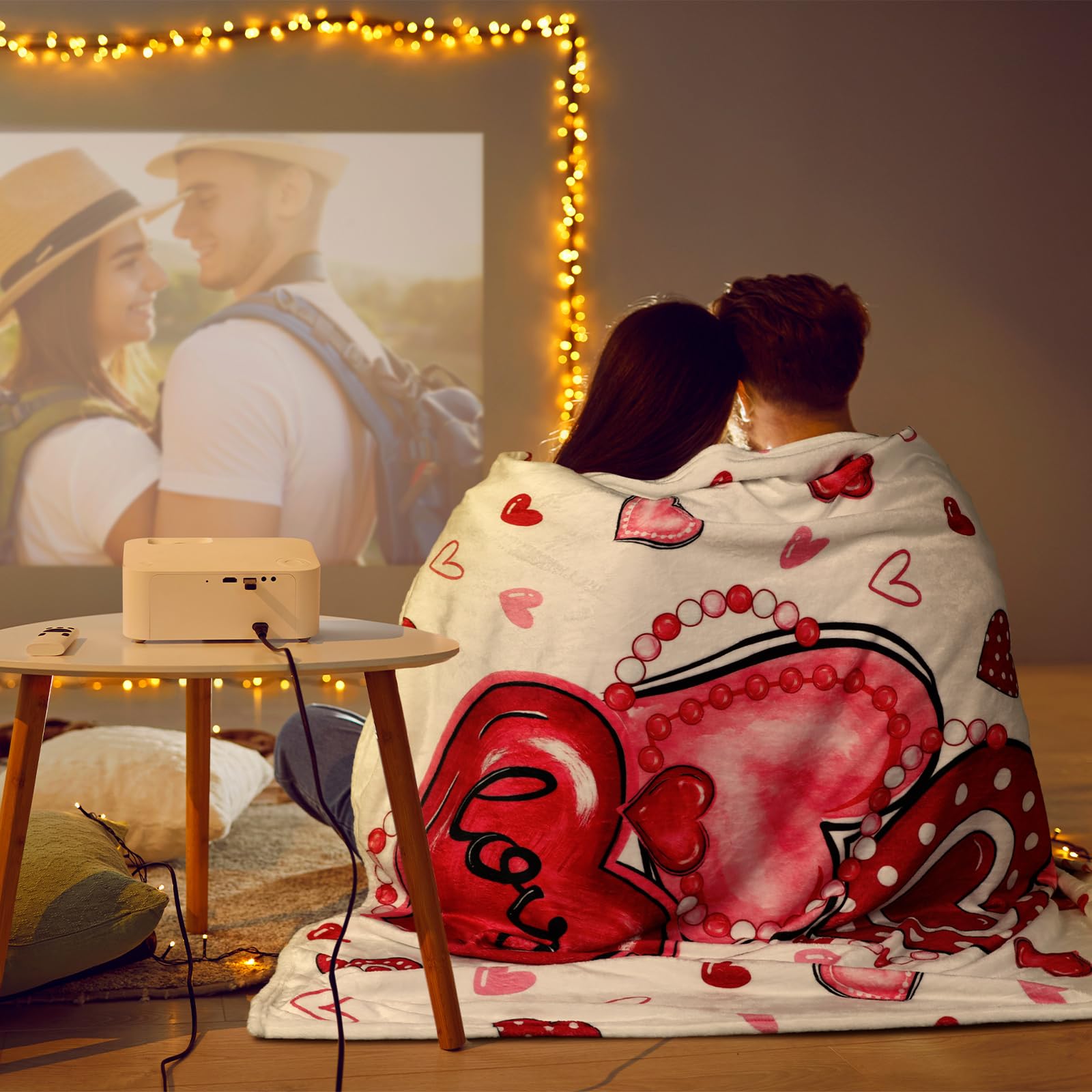 Buryeah 50'' x 60'' Throw Blanket Plush Warm Christmas Winter Decor for Sofa Couch Bed(50 x 60 Inch,Valentine Heart)