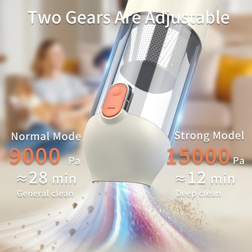 autozen 2026 Upgraded Handheld Vacuum Cordless 15000Pa Powerful Suction, Portable 4-in-1 Car Vacuum Cleaner with LED Display&Light, Multi-Nozzles for Car Interior Home Cleaning, Milk White