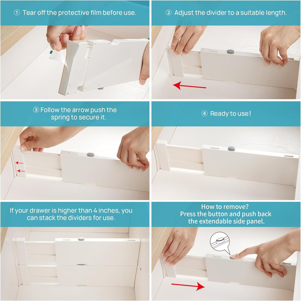 Vtopmart Clear Plastic Drawer Organizers Set - 25 PCS with 8 Drawer Dividers for Clothes Storage