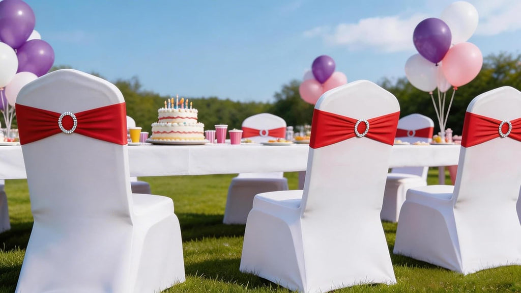 Skiennix Red Spandex Chair Sashes - Pack of 50 for Weddings, Parties, and Events | Elegant Decorations