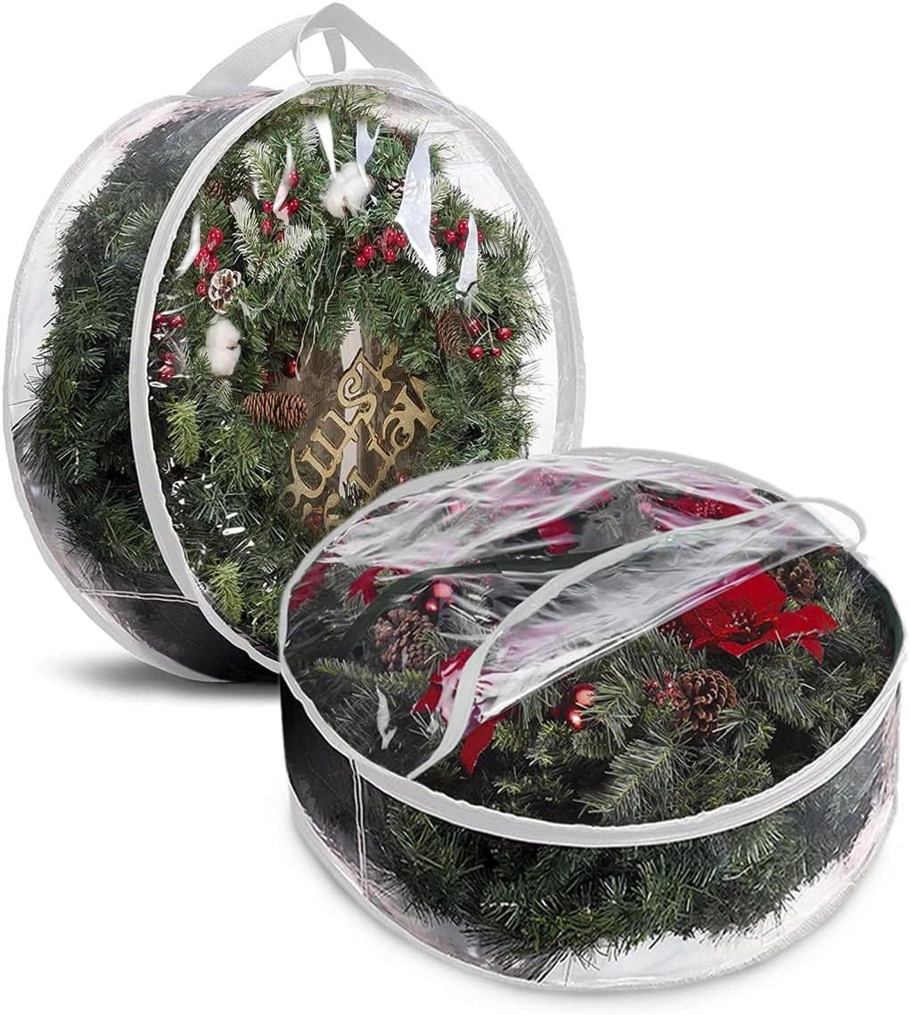 ProPik Christmas Wreath Storage Bag - 30" Waterproof PVC Container | 2 Pack with Handles