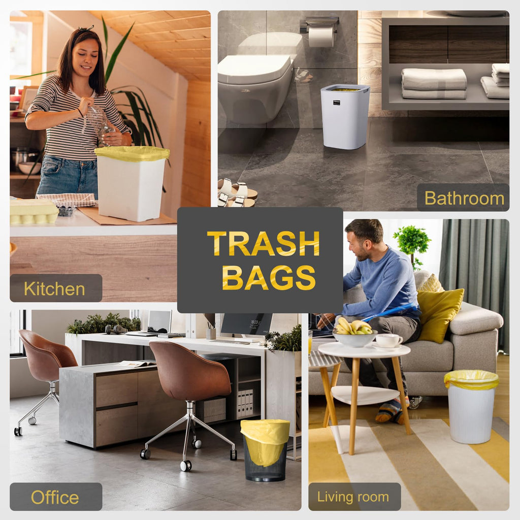 4-6 Gallon Gold Small Trash Bags 4 Gallon up to 6 Gallon Strong Garbage Bags Strong Disposable, Unscented Leak-proof Trash Bags for Cars Boat Office Bathroom Bedroom Kitchen Waste Basket Liner