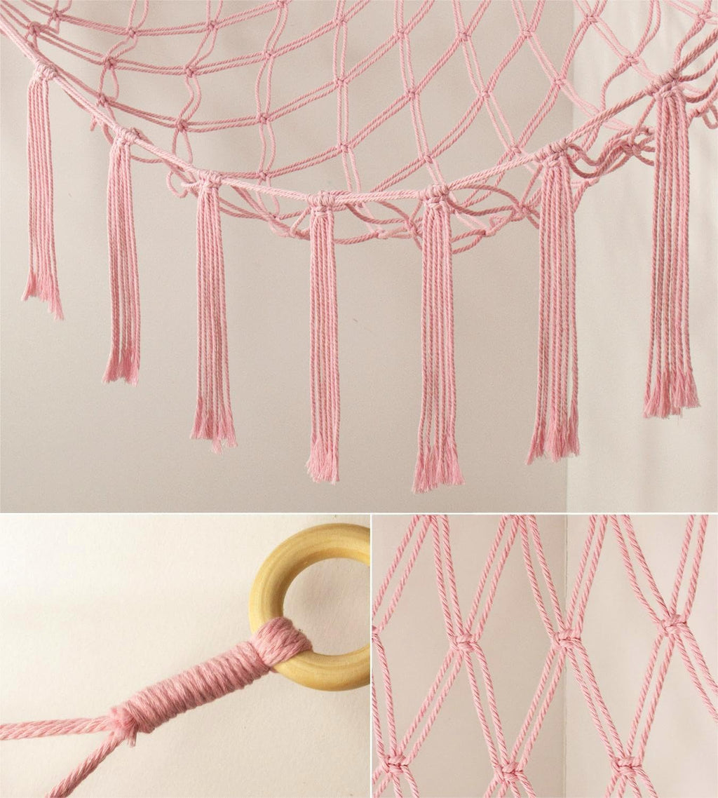 Mirolam Stuffed Animal Storage Hammock Net - Large Pink Toy Organizer for Nursery Decor