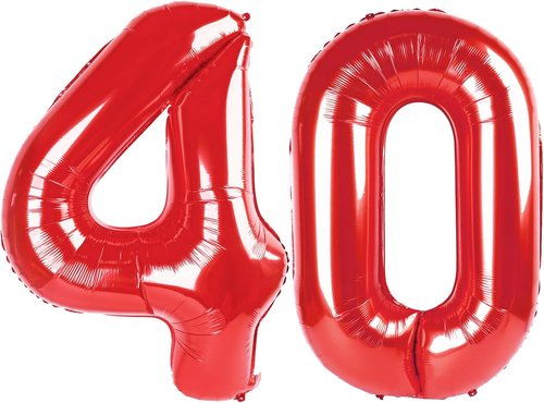 40 Inch Red Number Balloons - 40th Birthday Decorations for Men & Women | Large Foil Party Supplies