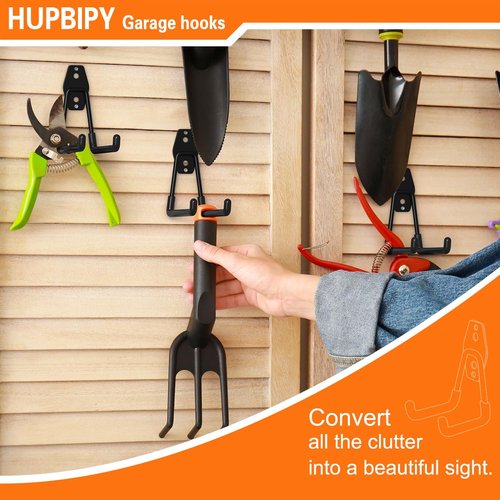 HUPBIPY Heavy Duty Garage Hooks - 4 Pack U-Shaped Wall Mount Tool Organizer for Ladders & Hoses