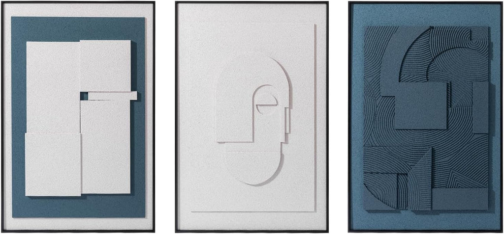 AMAATE 3D Sandstone Wall Art - Black Metal Framed Abstract Relief Decor | 24x36 Inches, Ready to Hang