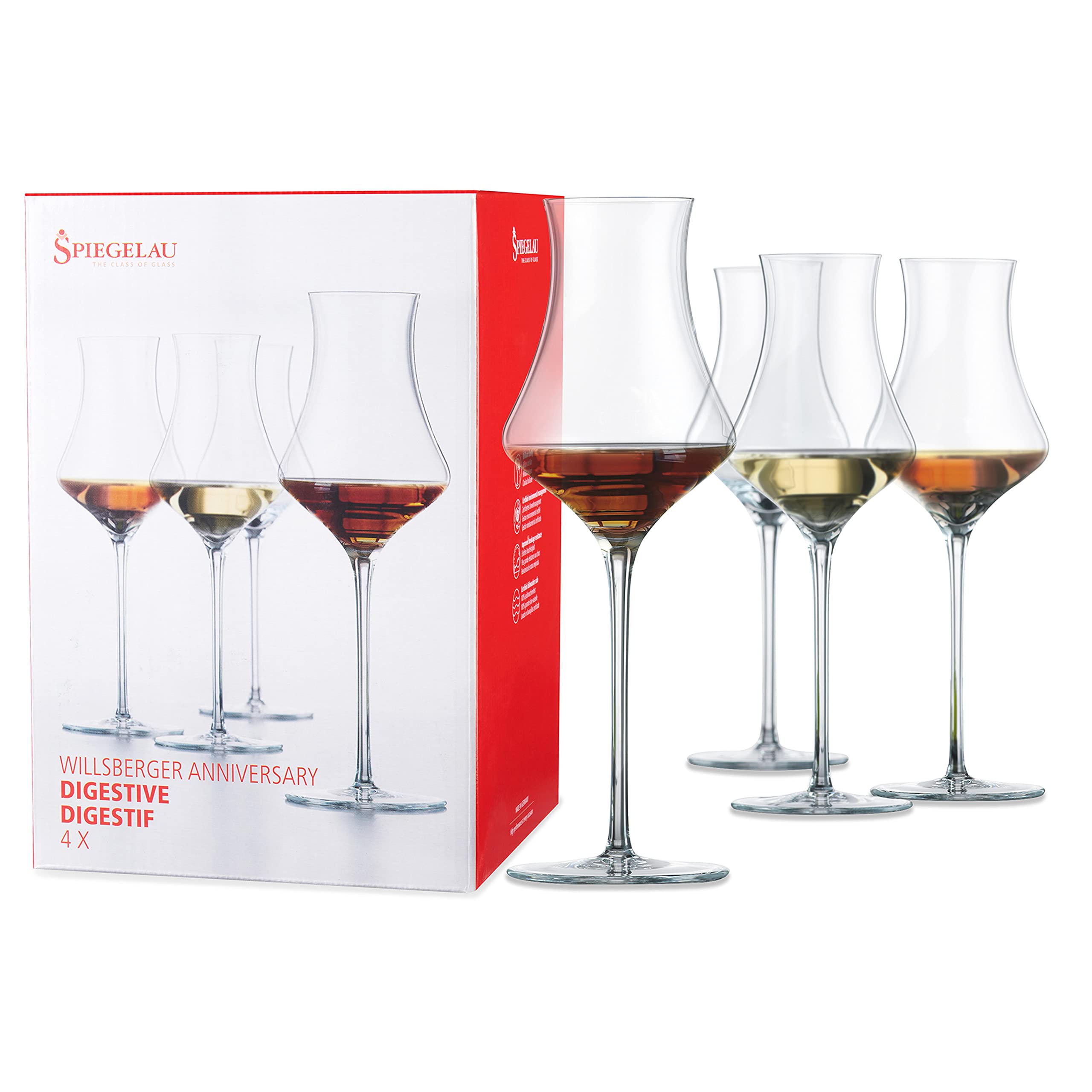 Spiegelau Willsberger Digestif Glasses Set of 4, Elegant Crystal Cordial Glasses, European-Made Glassware for Spirits, Amaro and Port Wine, Home Bar and Wedding Gifts, After Dinner Drinks, 9.9 oz