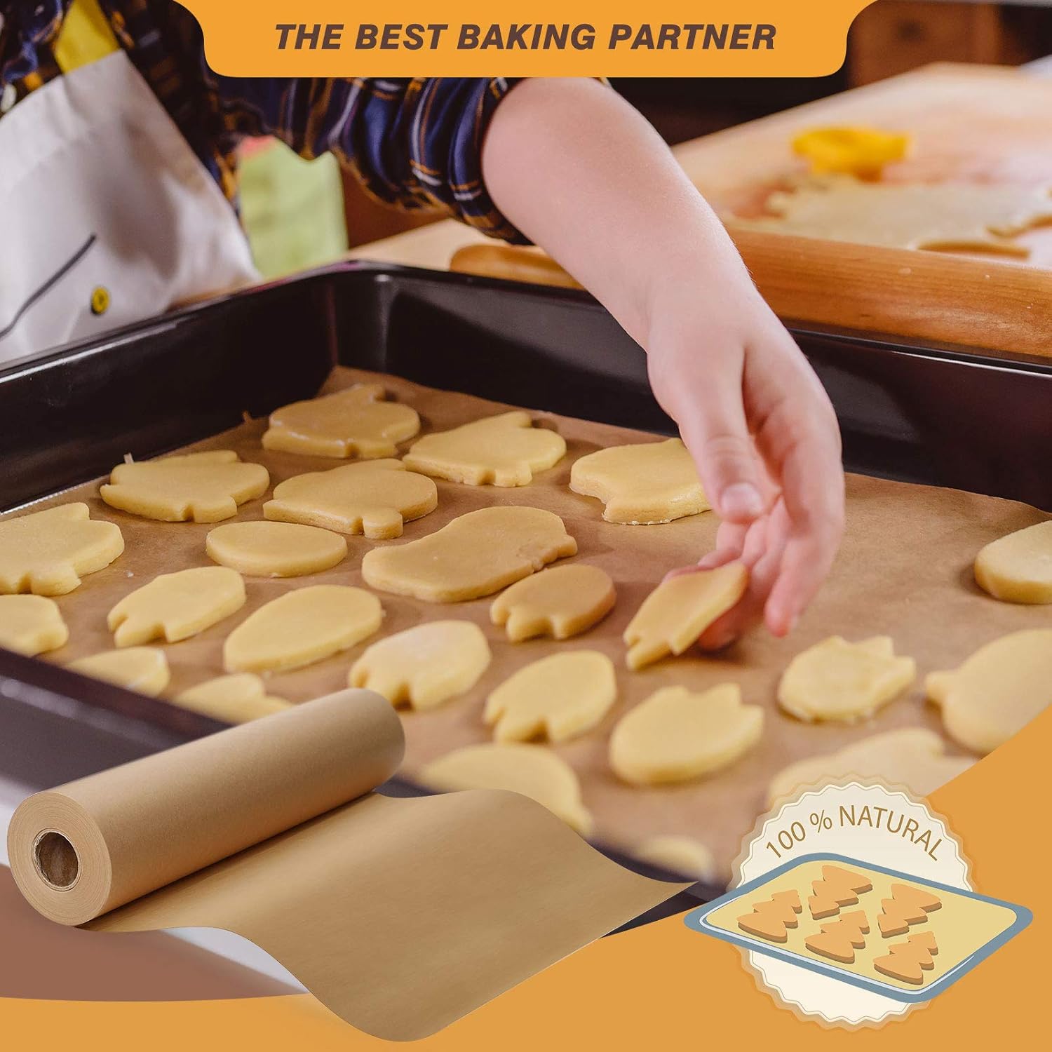 Unbleached Parchment Paper Roll - Non-Stick Baking Paper for Cooking & Grilling | 12 in x 240 ft