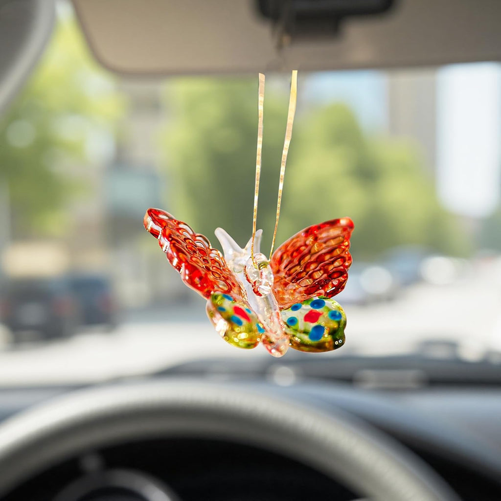 Skiennix 4-Piece Glass Butterfly Ornament Set - 1.7-Inch Crystal Hanging Decor for Home Windows