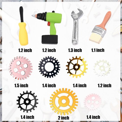 Tools Cake Topper Wrench Hammer Drill Plier Handsaw Tape Measure Screwdrivers Themed Happy Birthday Party Cake Decor