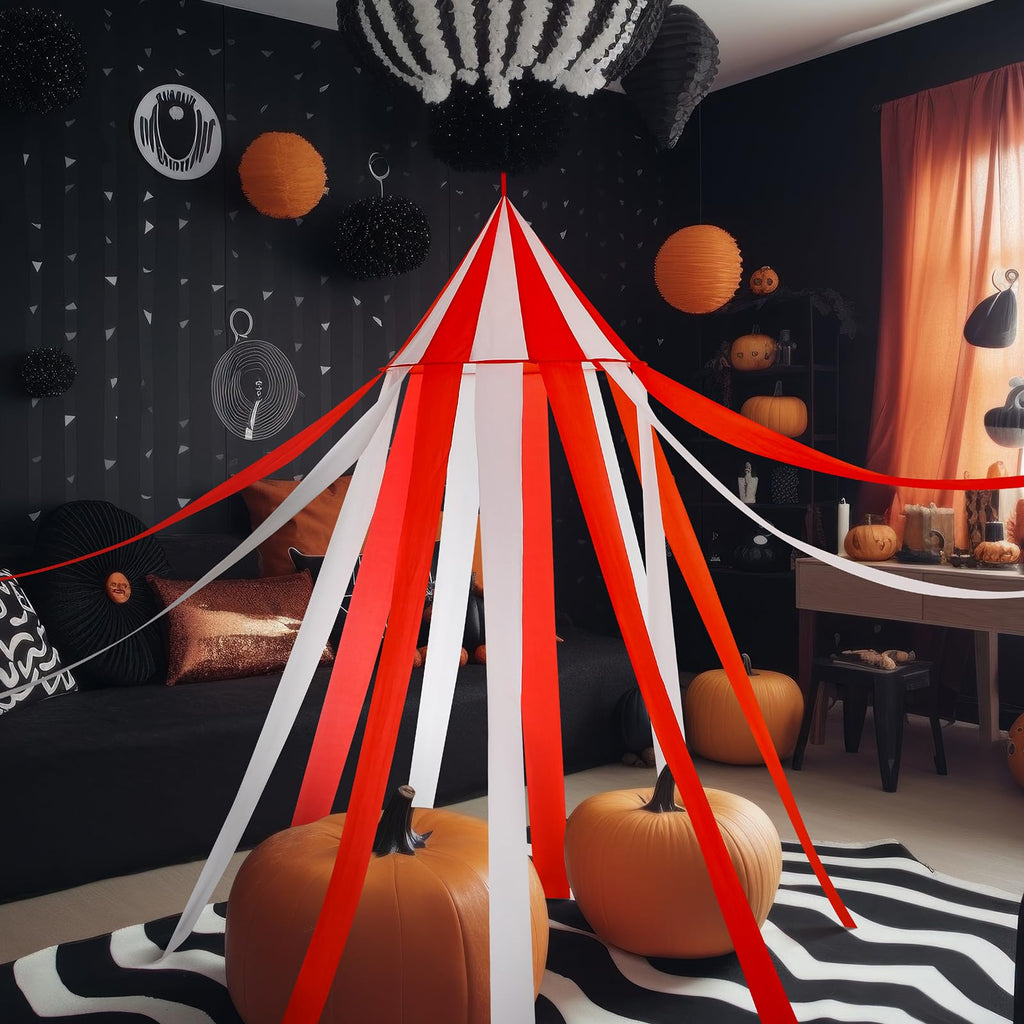 Wesnoy Carnival Circus Theme Party Decorations, Carnival Circus Tent, Red and White Indoor Reading Nook Hanging Home Decoration Canopy for Birthday Party Graduation Game Supplies, 7 x 6 ft